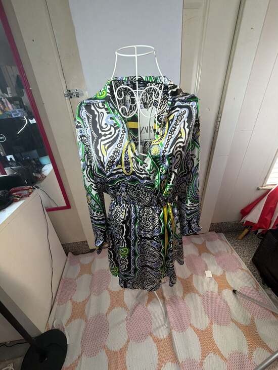 Zara Dresses & Skirts - Zara Multicolored Paisley Print Lapel Collar Long Sleeve Wrap Dress Size M NWT